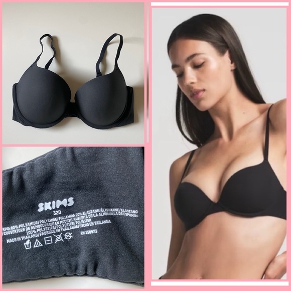 Skims Fits Everybody Push Up Demi Bra in Onyx NWOT size 32D - Picture 1 of 4